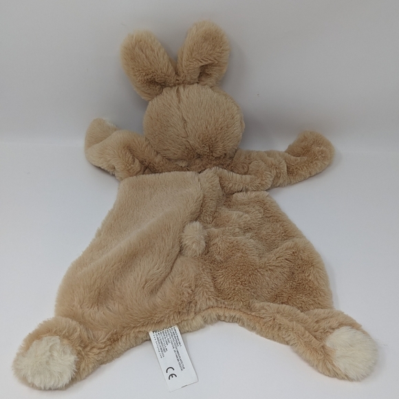 Kellytoy Lovey Baby Bunny Rabbit Plush Security Blanket Rattle Crinkle Tan Flat - Picture 4 of 4